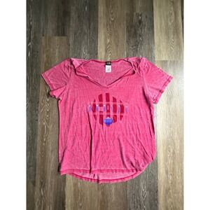 Harley Davidson Graphic Tee Womens 1X Pink Excellent Burnout V-Neck Pensacola FL